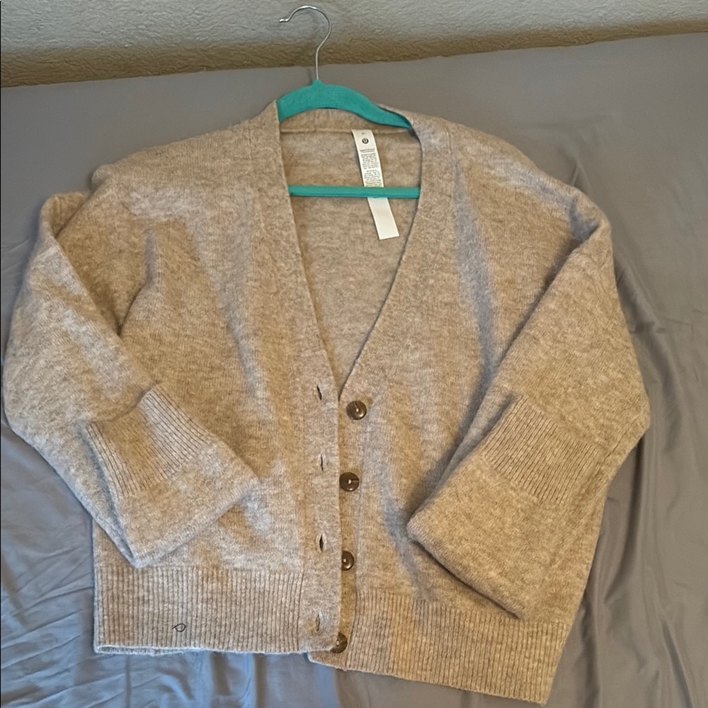 Lululemon Cozy Beige Cardigan with Button Closure - size medium